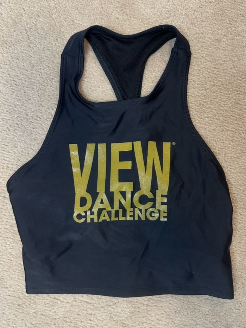 VIEW Dance Challenge Onzie Black Activewear Tank w Gold S/M Dance Comp Cropped